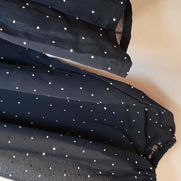 Francesca Womens Top Laurie Tie Front Tiered Blouse Polka Dot Beaded Sz Meduim - Picture 9 of 16